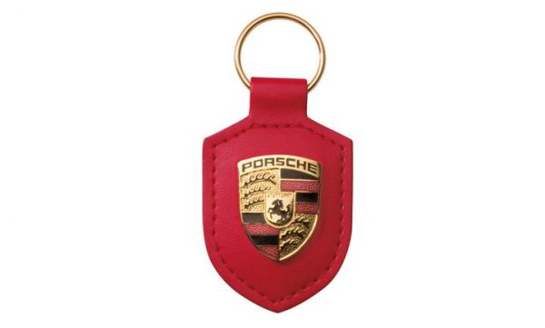 porsche-Schlüsselanhänger-Wappen,-rot